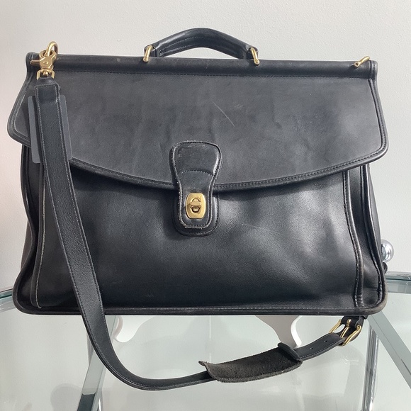 Coach Classic Vintage Black Leather Briefcase - Picture 1 of 7